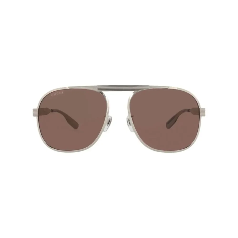 Gucci Aviator-Frame Metal Sunglasses Silver Mens